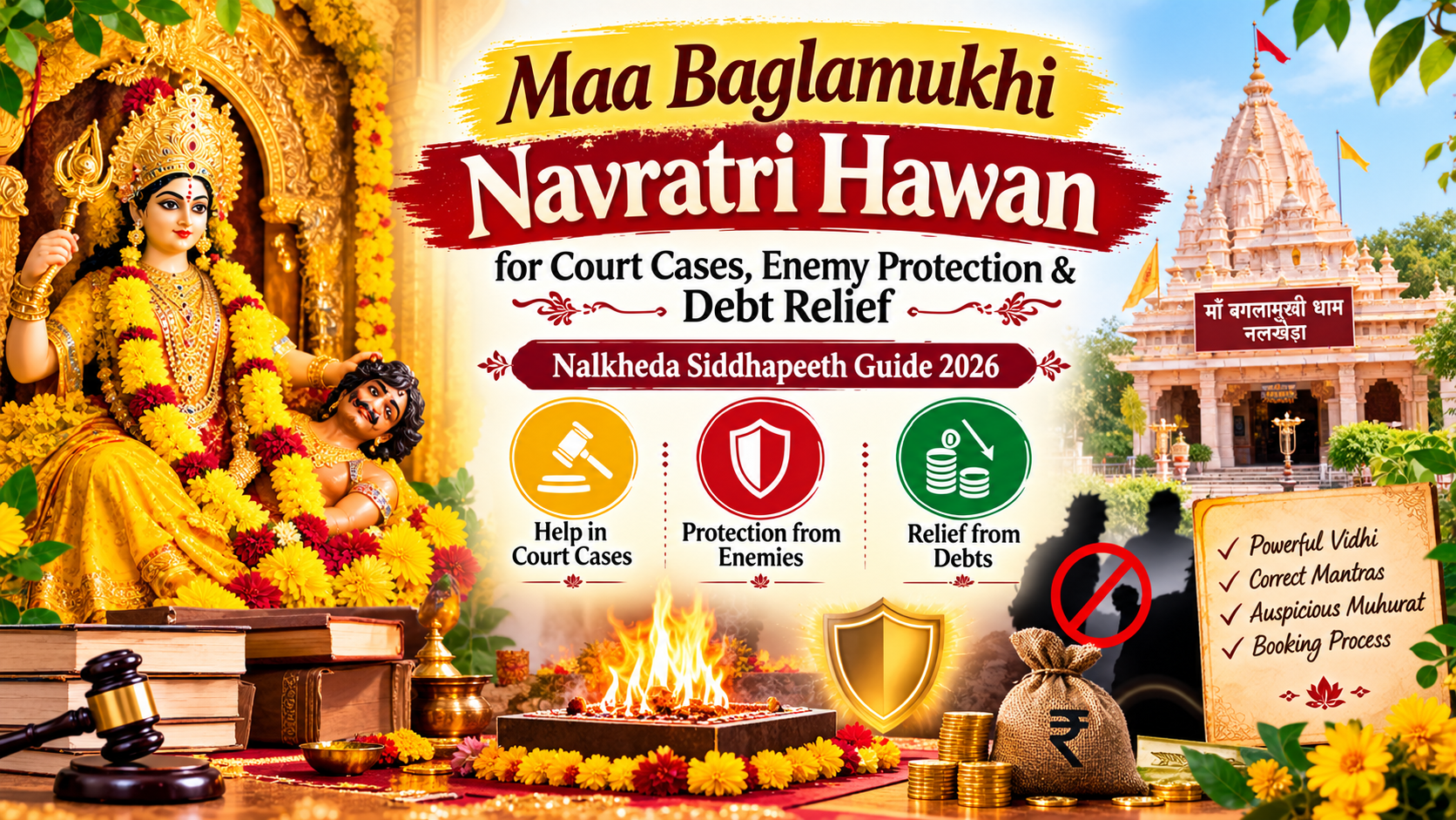 Maa Baglamukhi Navratri Hawan for Court Cases, Enemy Protection & Debt Relief: Nalkheda Siddhapeeth Guide 2026
